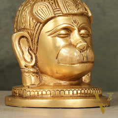 Pure Brass Hanuman Face Idol Table Accent 5.5 "