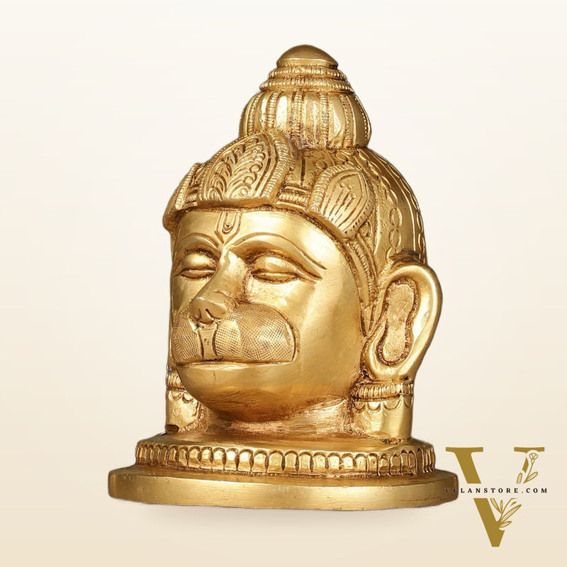 Pure Brass Hanuman Face Idol Table Accent 5.5 "