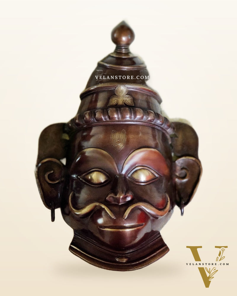 Pure Brass Hanuman Face Wall Hanging | 18" Height | Ward off Evil