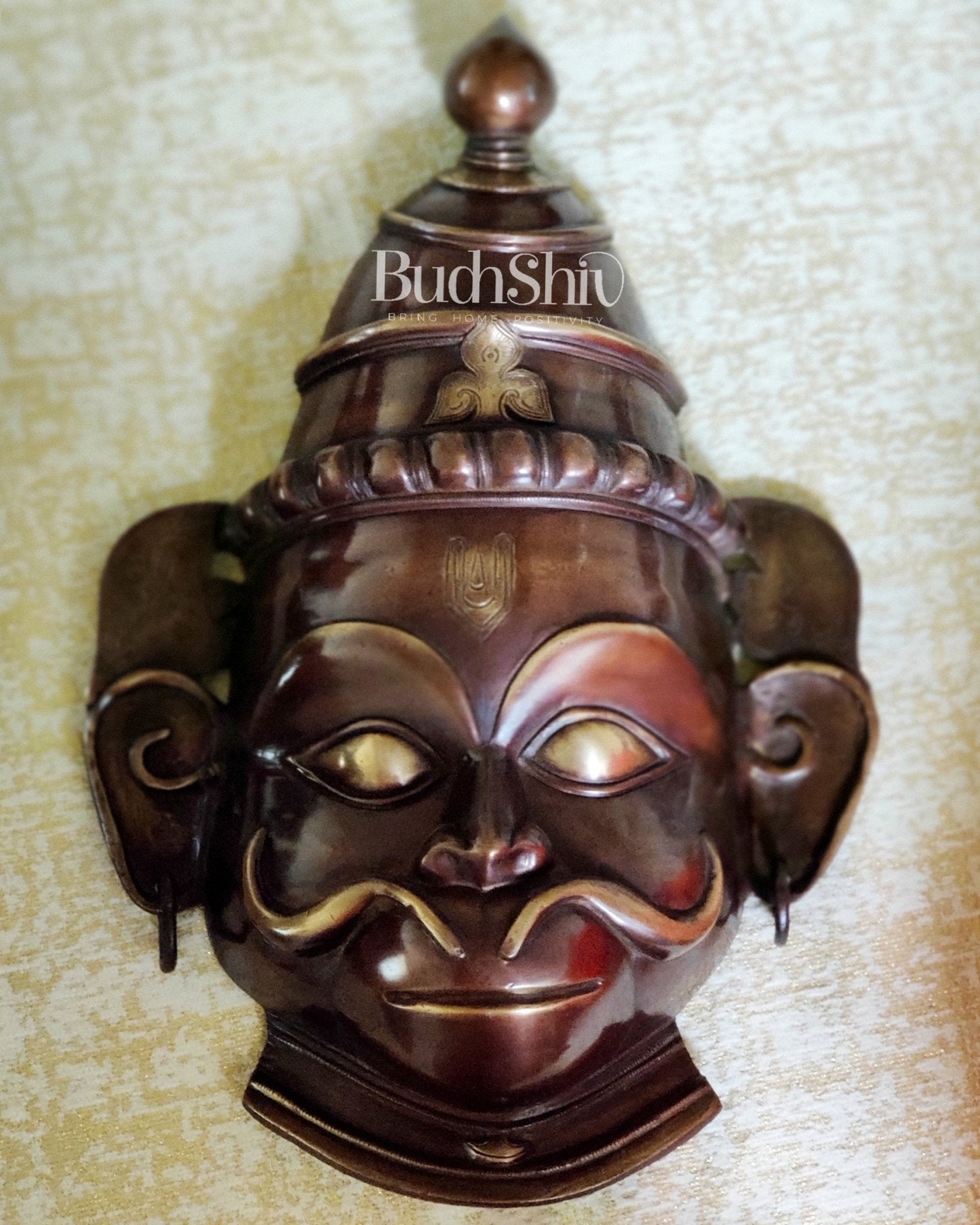 Pure Brass Hanuman Face Wall Hanging | 18" Height | Ward off Evil