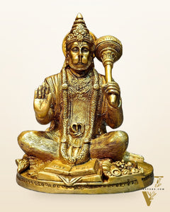 Pure Brass Hanuman Idol blessing 7 inch