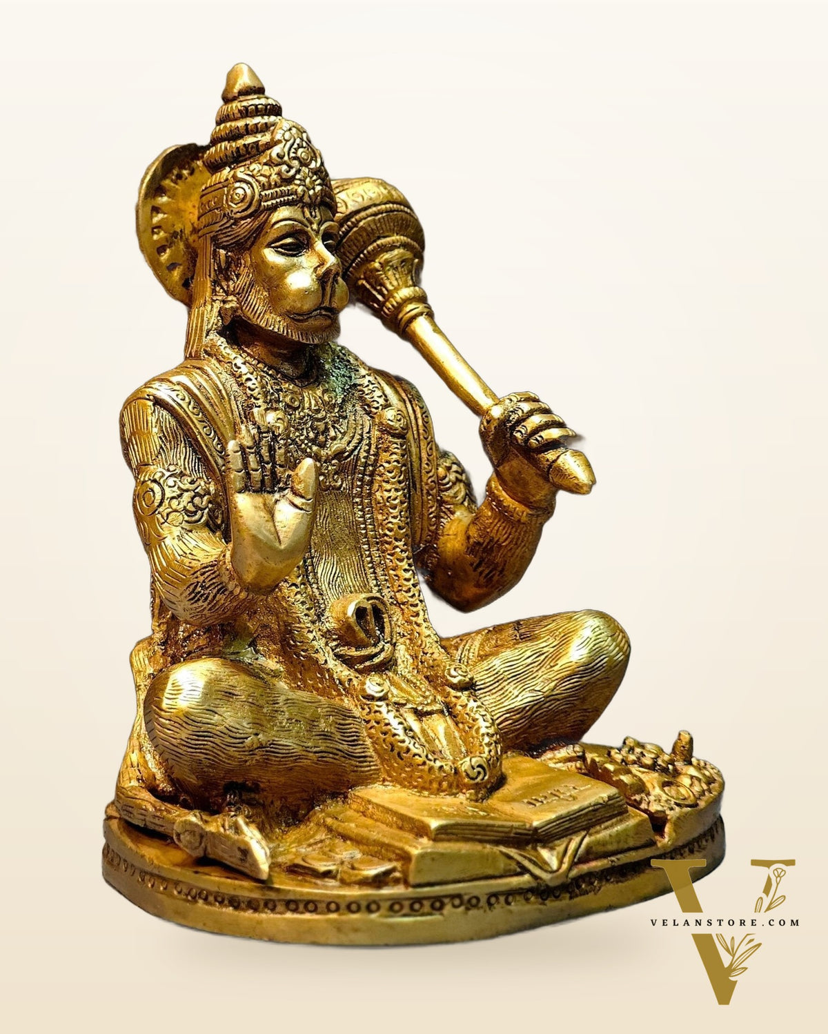 Pure Brass Hanuman Idol blessing 7 inch