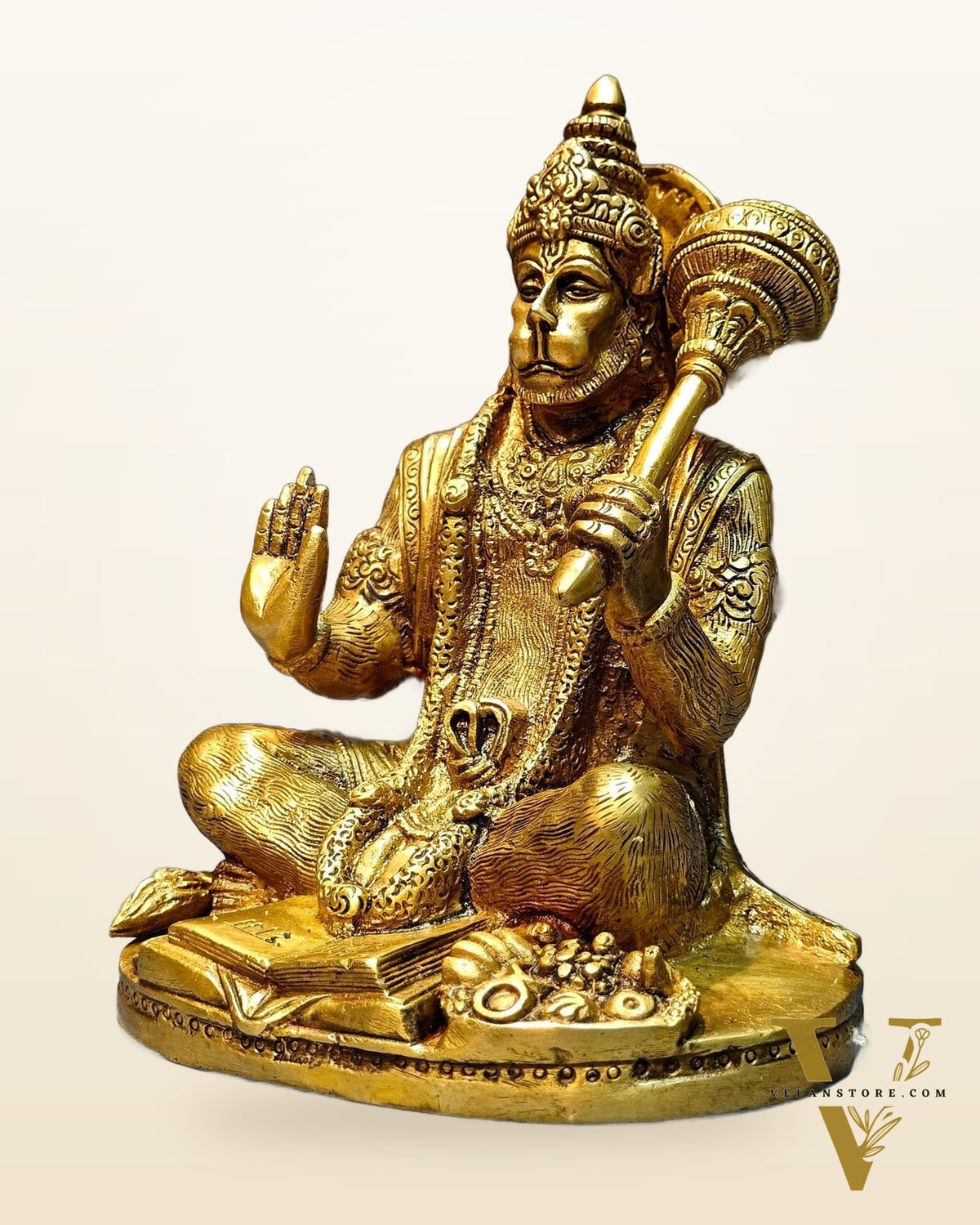 Pure Brass Hanuman Idol blessing 7 inch