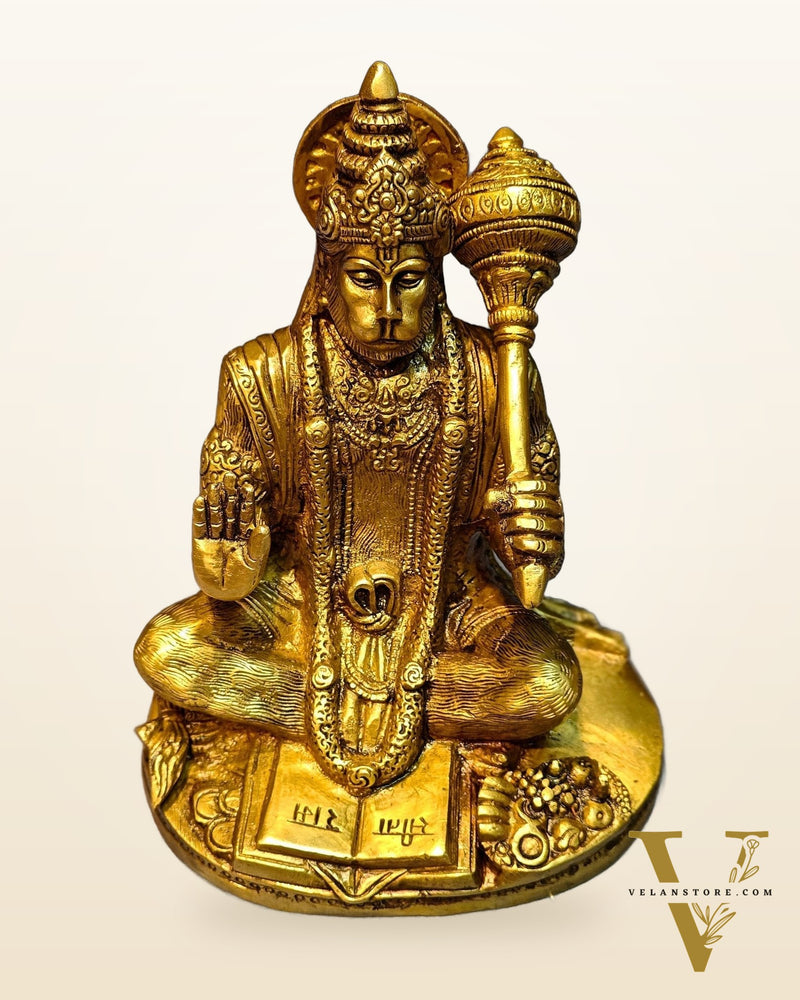 Pure Brass Hanuman Idol blessing 7 inch