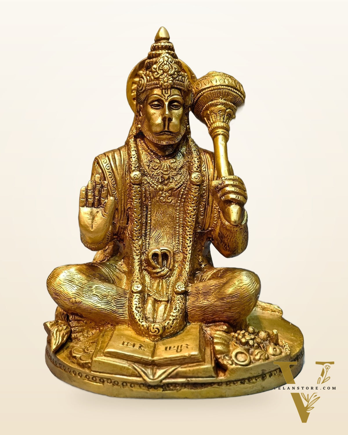 Pure Brass Hanuman Idol blessing 7 inch