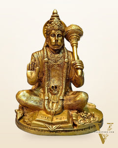 Pure Brass Hanuman Idol blessing 7 inch