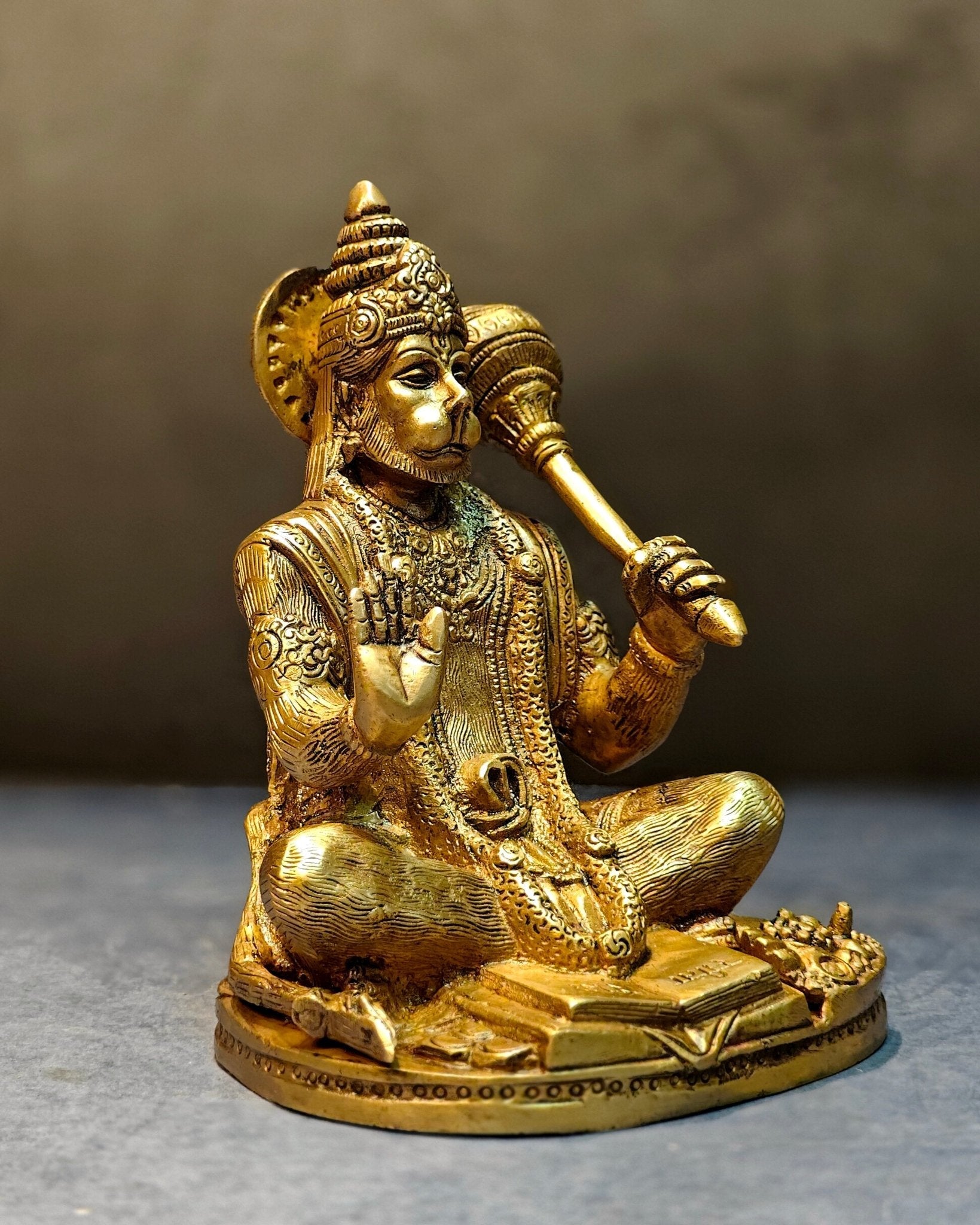 Pure Brass Hanuman Idol blessing 7 inch