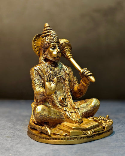 Pure Brass Hanuman Idol blessing 7 inch