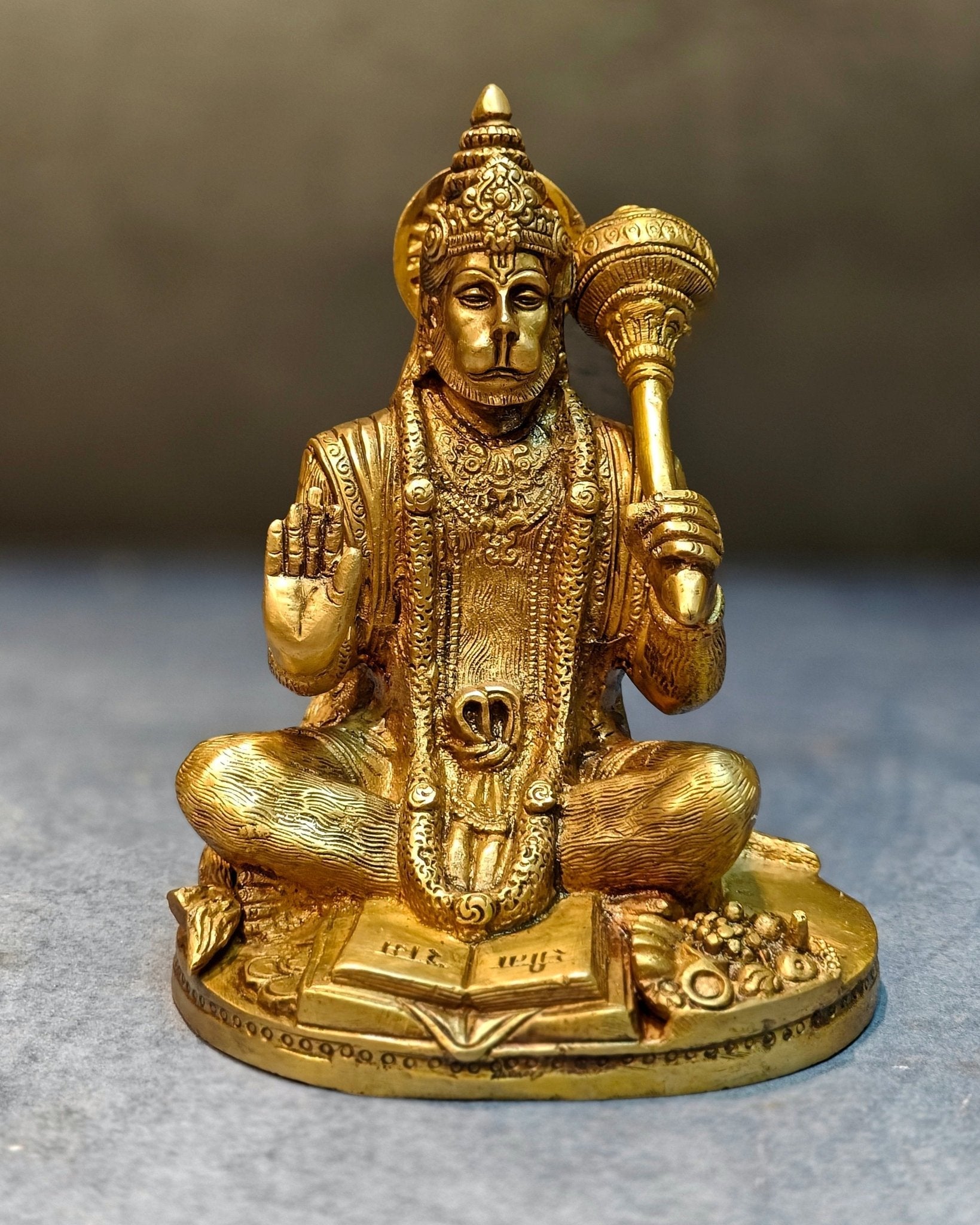 Pure Brass Hanuman Idol blessing 7 inch