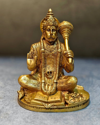 Pure Brass Hanuman Idol blessing 7 inch
