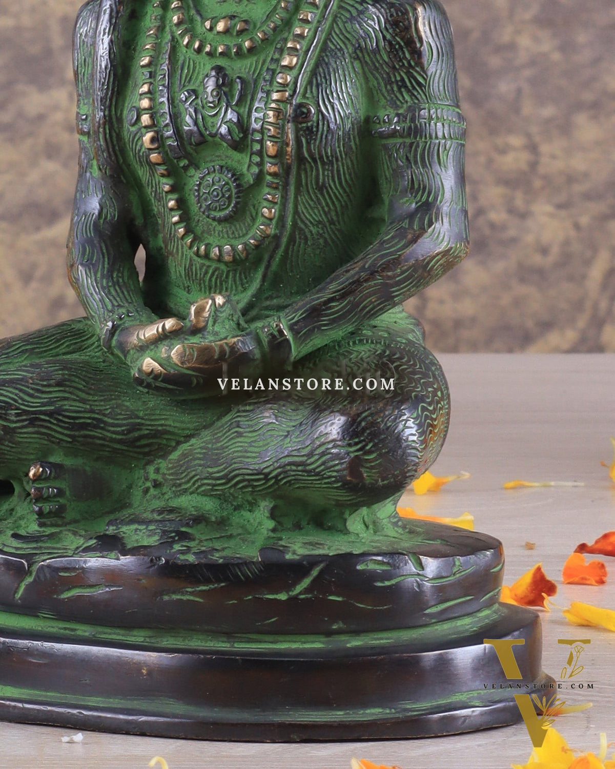 Pure Brass Hanuman Statue | black and green 7 inch