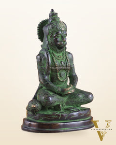 Pure Brass Hanuman Statue | black and green 7 inch