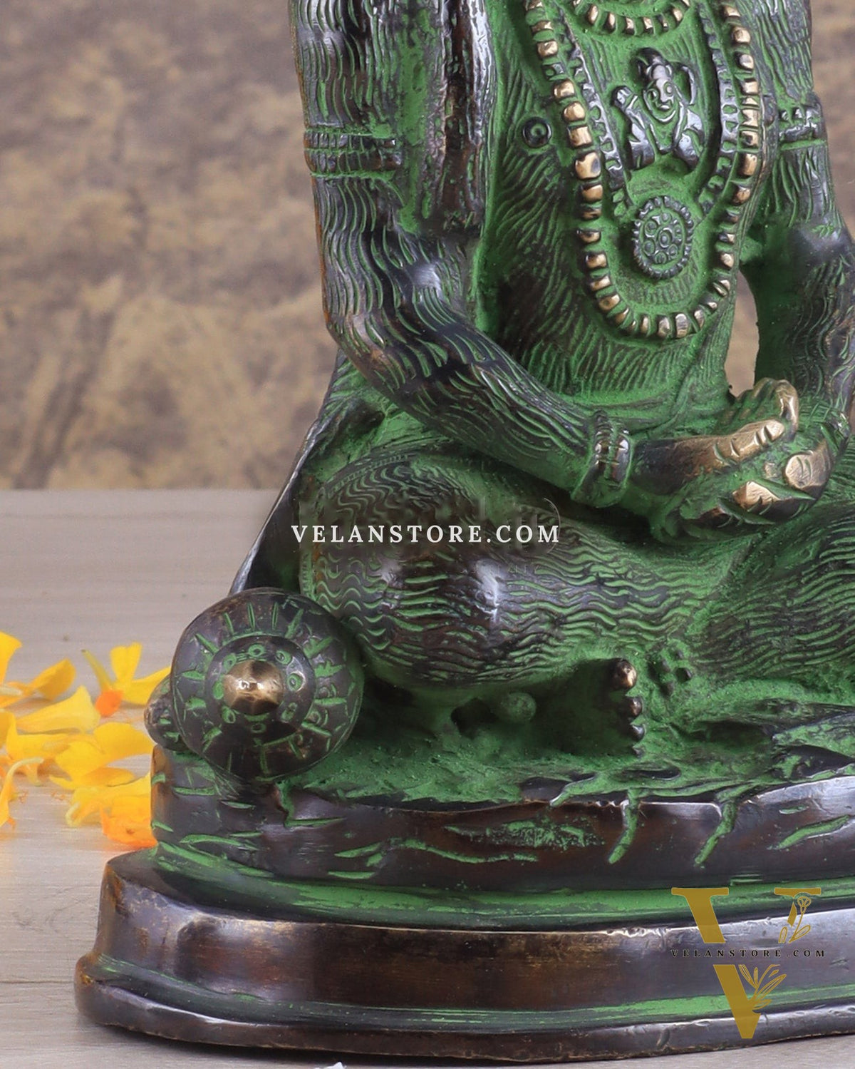 Pure Brass Hanuman Statue | black and green 7 inch