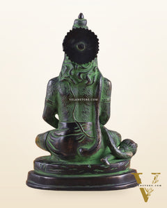 Pure Brass Hanuman Statue | black and green 7 inch