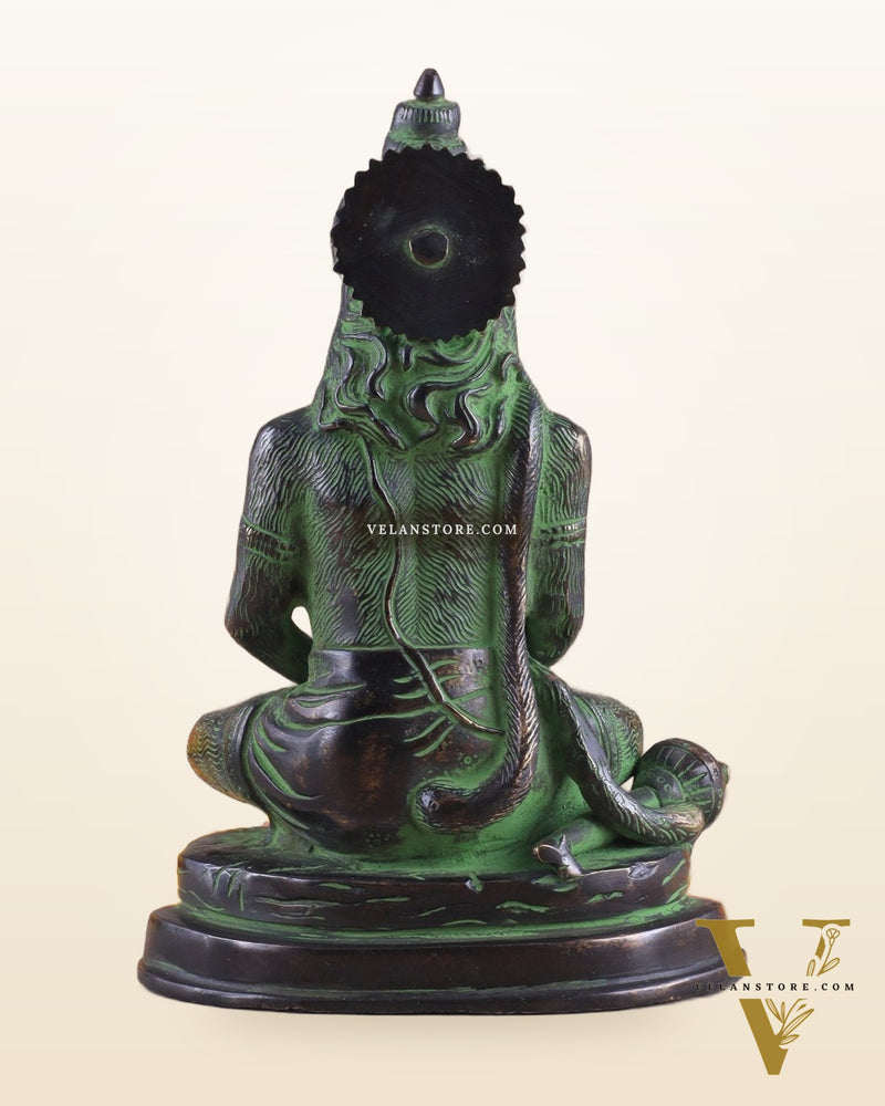 Pure Brass Hanuman Statue | black and green 7 inch