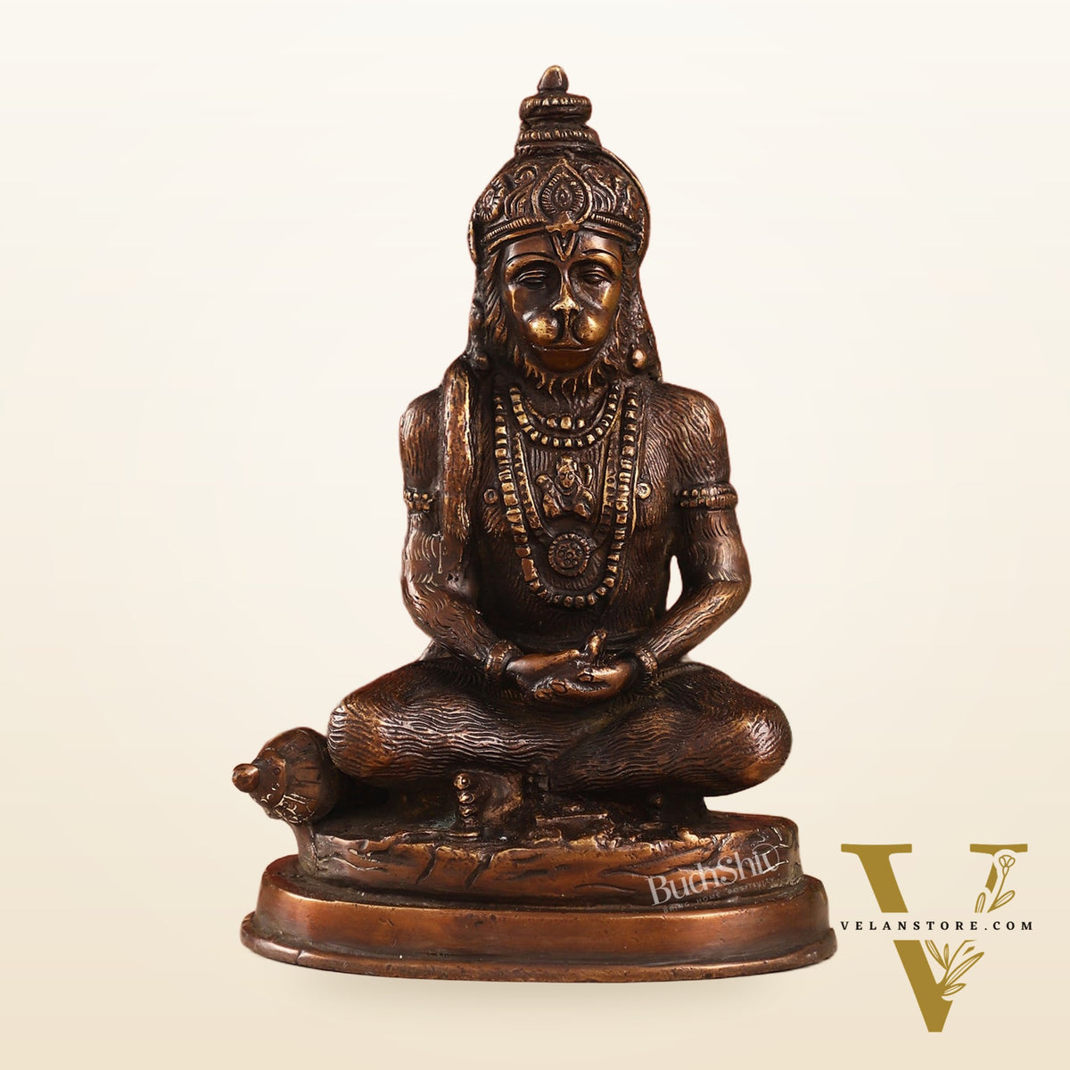 Pure Brass Hanuman Statue | Brown Finish 7 inch