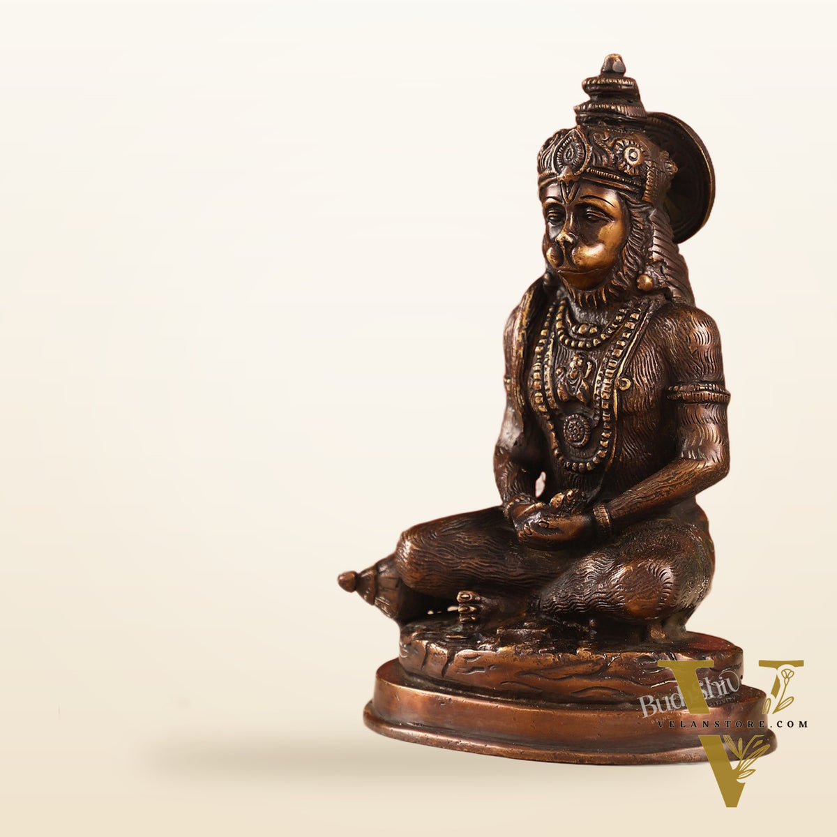 Pure Brass Hanuman Statue | Brown Finish 7 inch
