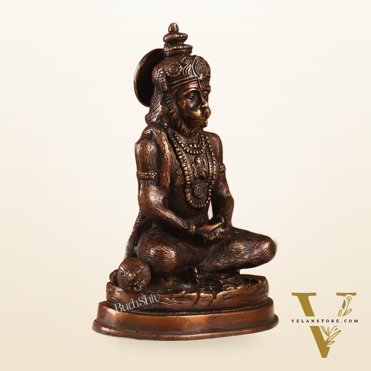 Pure Brass Hanuman Statue | Brown Finish 7 inch