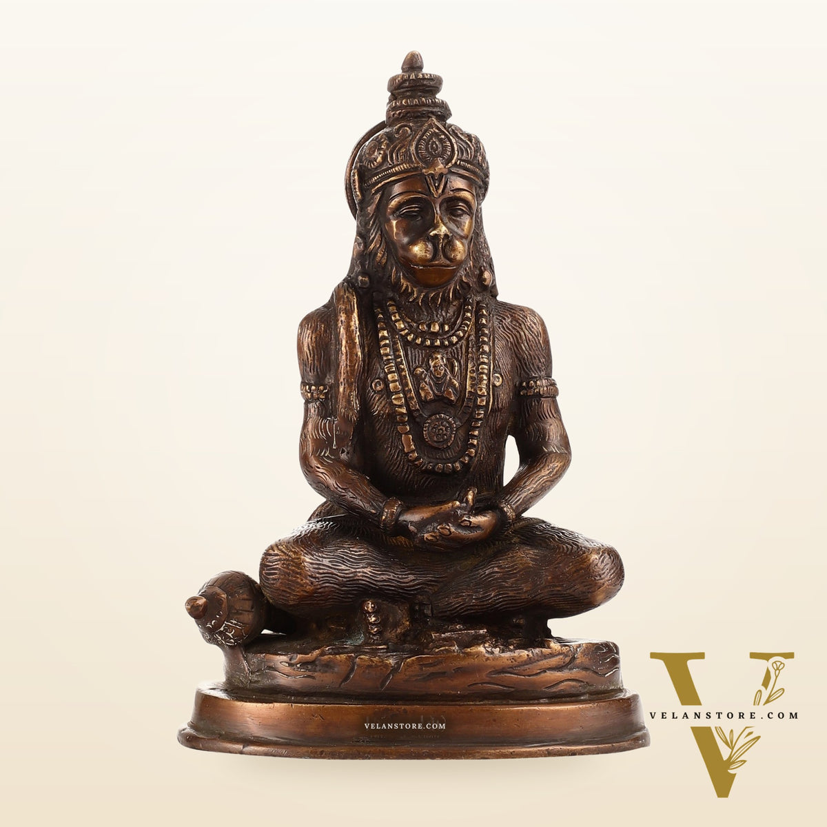 Pure Brass Hanuman Statue | Brown Finish 7 inch
