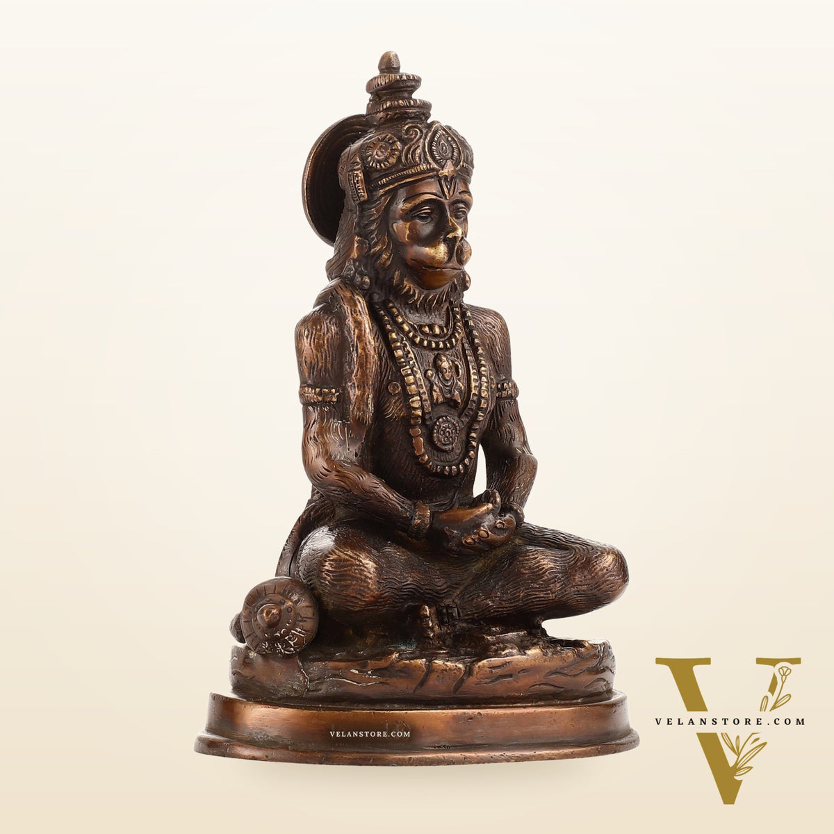 Pure Brass Hanuman Statue | Brown Finish 7 inch