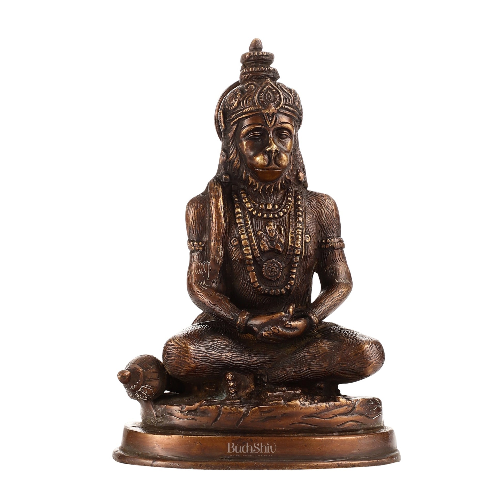 Pure Brass Hanuman Statue | Brown Finish 7 inch