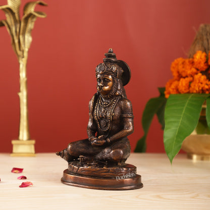 Pure Brass Hanuman Statue | Brown Finish 7 inch