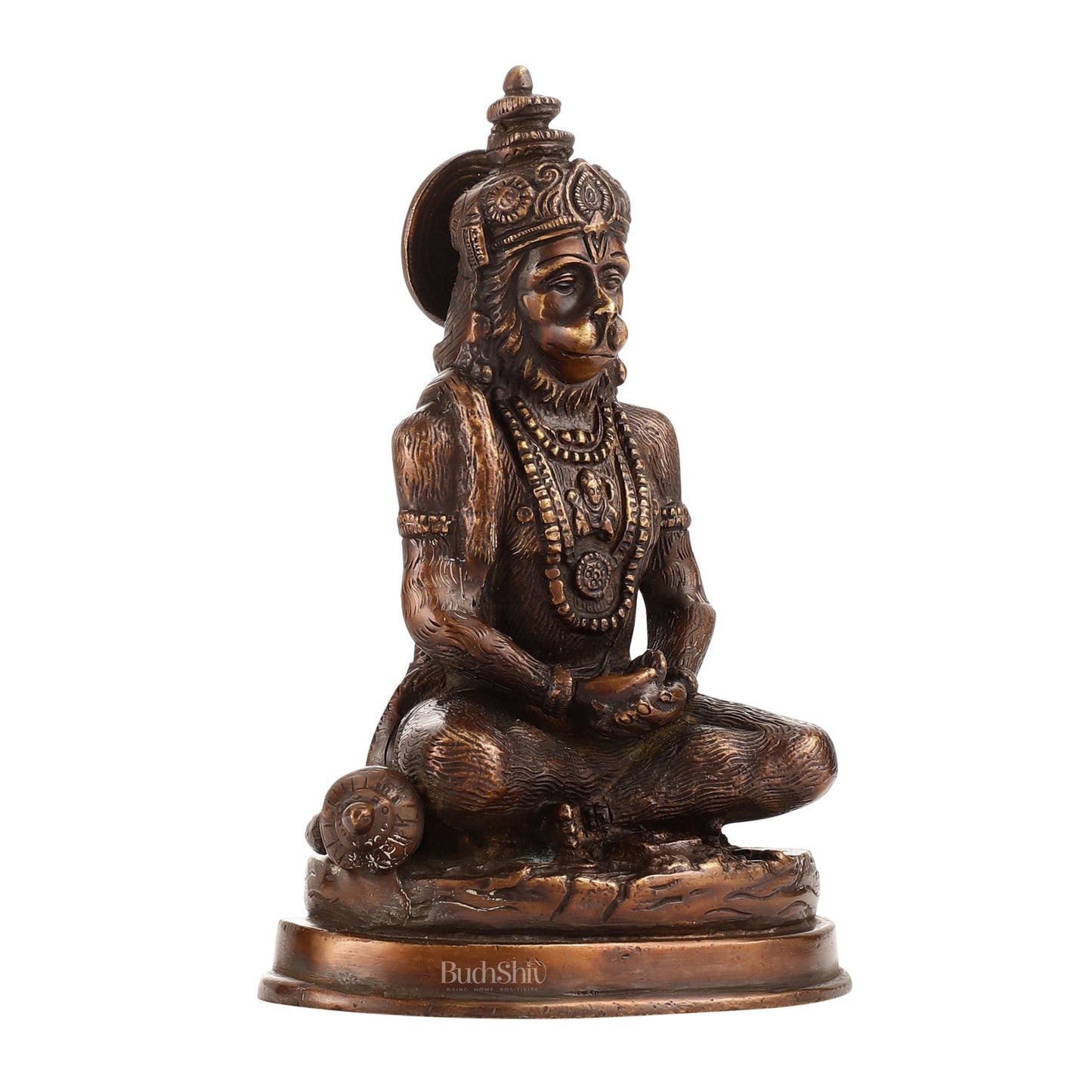 Pure Brass Hanuman Statue | Brown Finish 7 inch