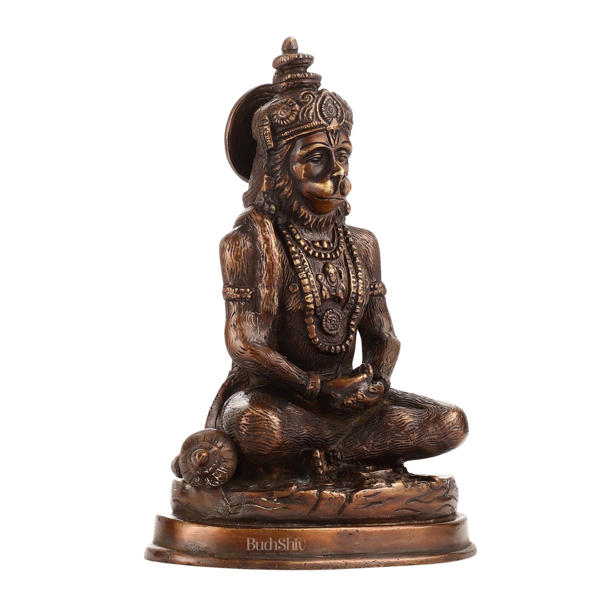 Pure Brass Hanuman Statue | Brown Finish 7 inch