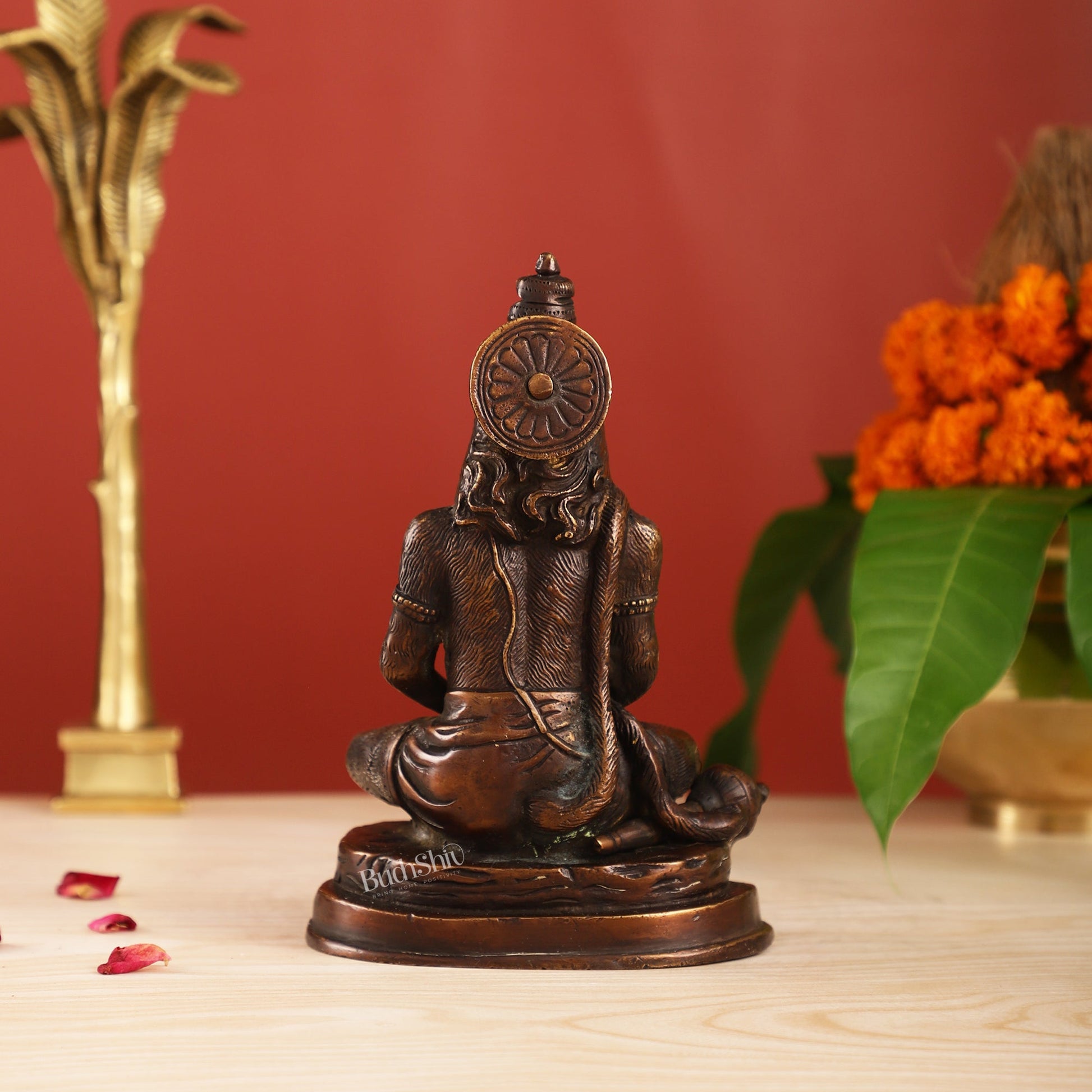Pure Brass Hanuman Statue | Brown Finish 7 inch