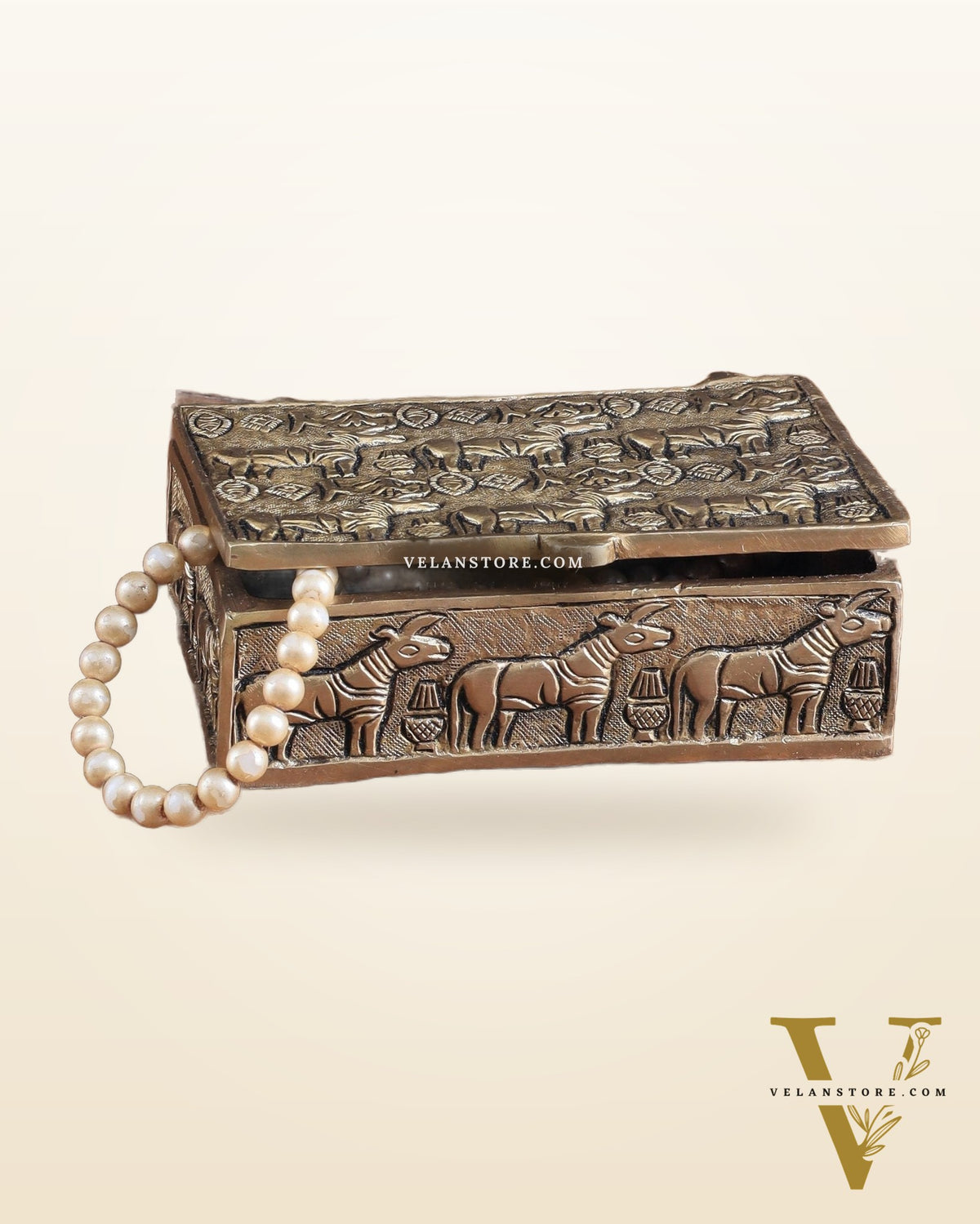 Pure Brass Harappa Design Multipurpose Storage Box