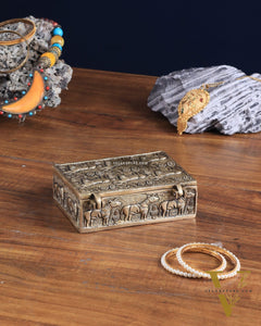Pure Brass Harappa Design Multipurpose Storage Box