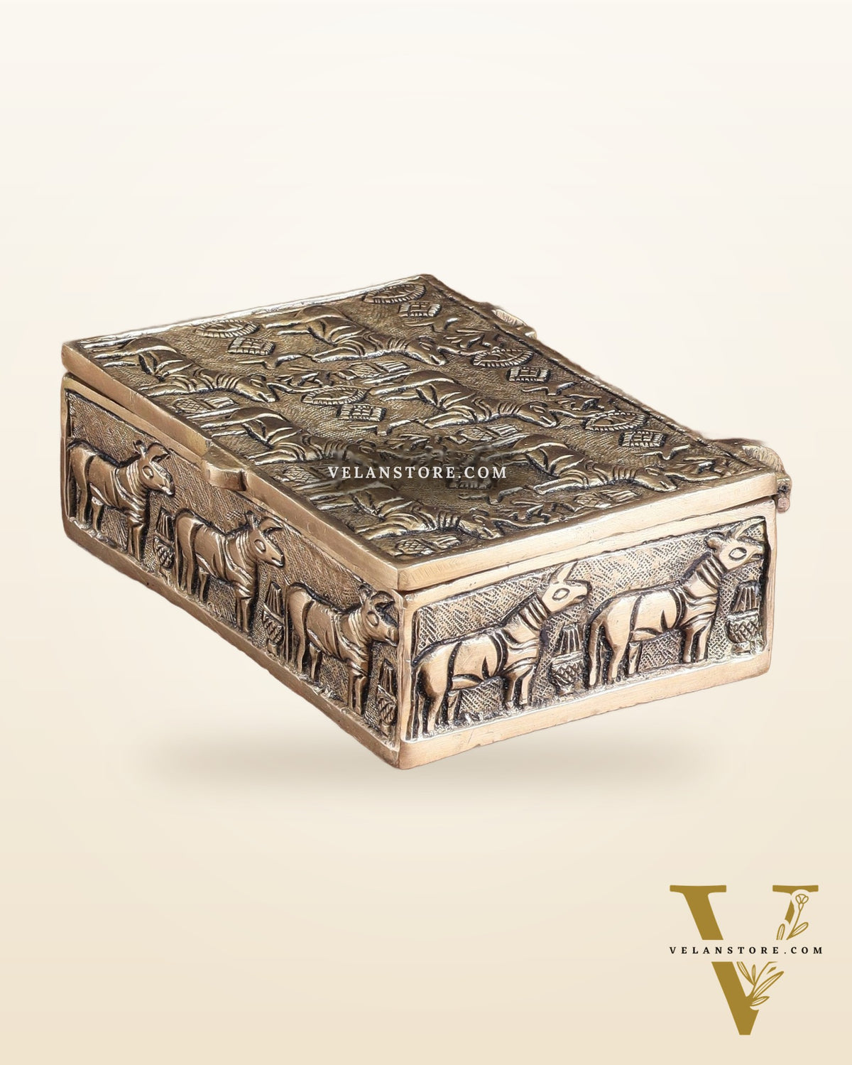 Pure Brass Harappa Design Multipurpose Storage Box