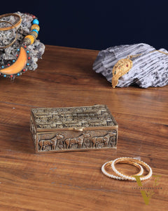 Pure Brass Harappa Design Multipurpose Storage Box