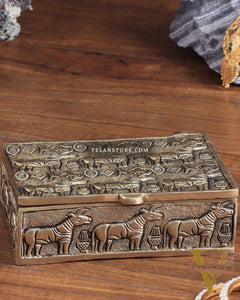 Pure Brass Harappa Design Multipurpose Storage Box