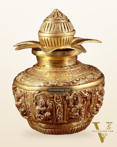 Pure Brass Heavy Ashtalakshmi Kalash with Detachable Top – 11”