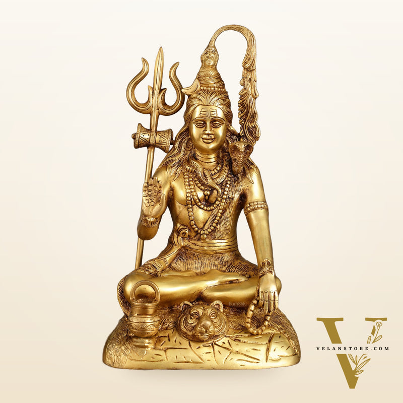 Pure Brass Highly Detailed Lord Shiva Statue | 14 Inch