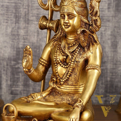 Pure Brass Highly Detailed Lord Shiva Statue | 14 Inch
