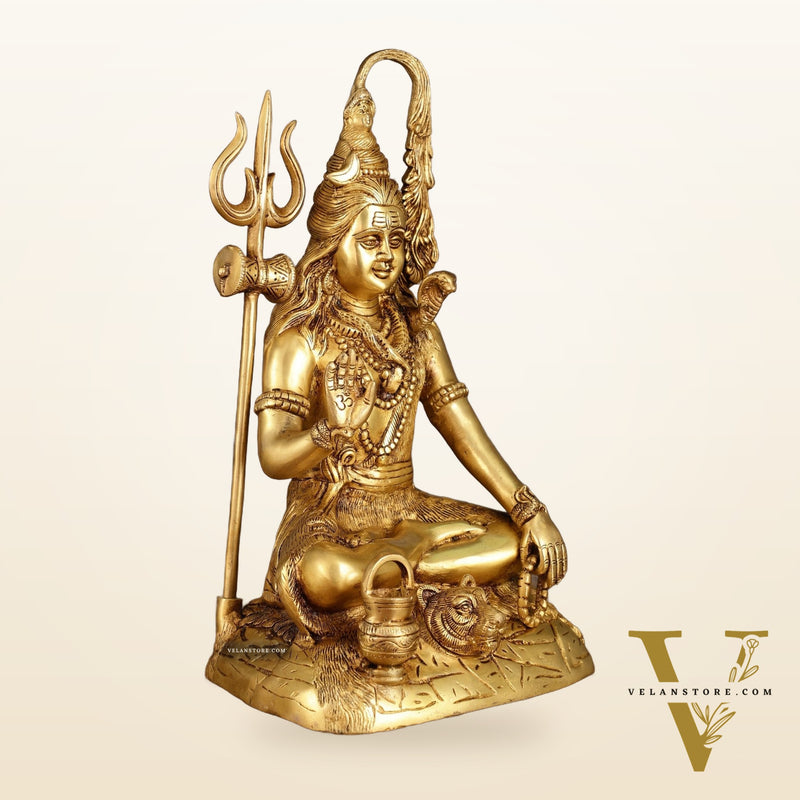 Pure Brass Highly Detailed Lord Shiva Statue | 14 Inch