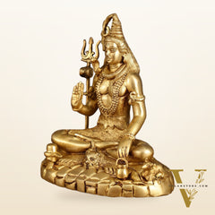Pure Brass Highly Detailed Lord Shiva Statue | 9 Inch