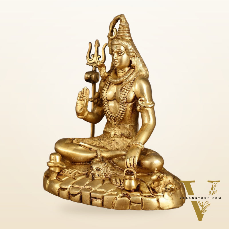 Pure Brass Highly Detailed Lord Shiva Statue | 9 Inch