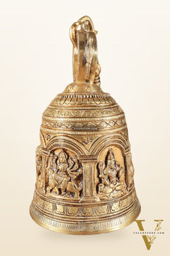 Pure Brass Hindu Gods Engraved Hanging Temple bell with Strong Chain 36"