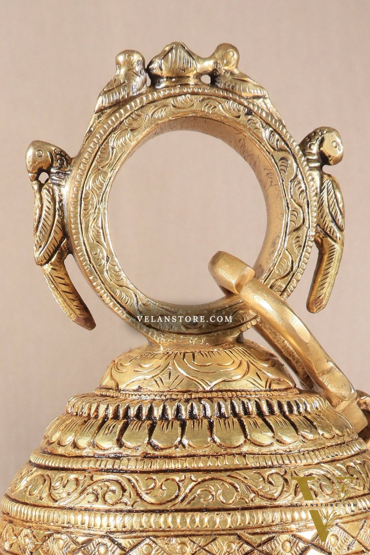 Pure Brass Hindu Gods Engraved Hanging Temple bell with Strong Chain 36"