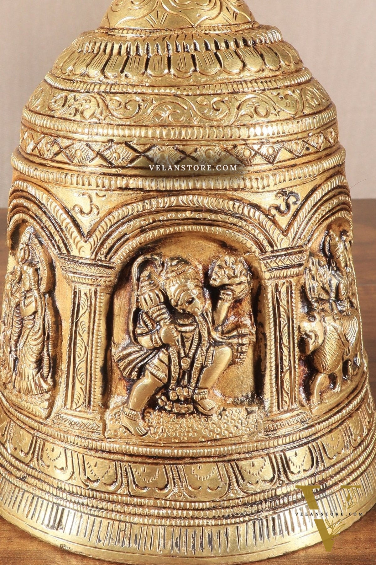 Pure Brass Hindu Gods Engraved Hanging Temple bell with Strong Chain 36"