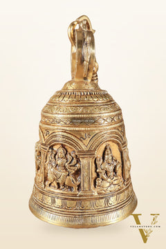 Pure Brass Hindu Gods Engraved Hanging Temple bell with Strong Chain 36"