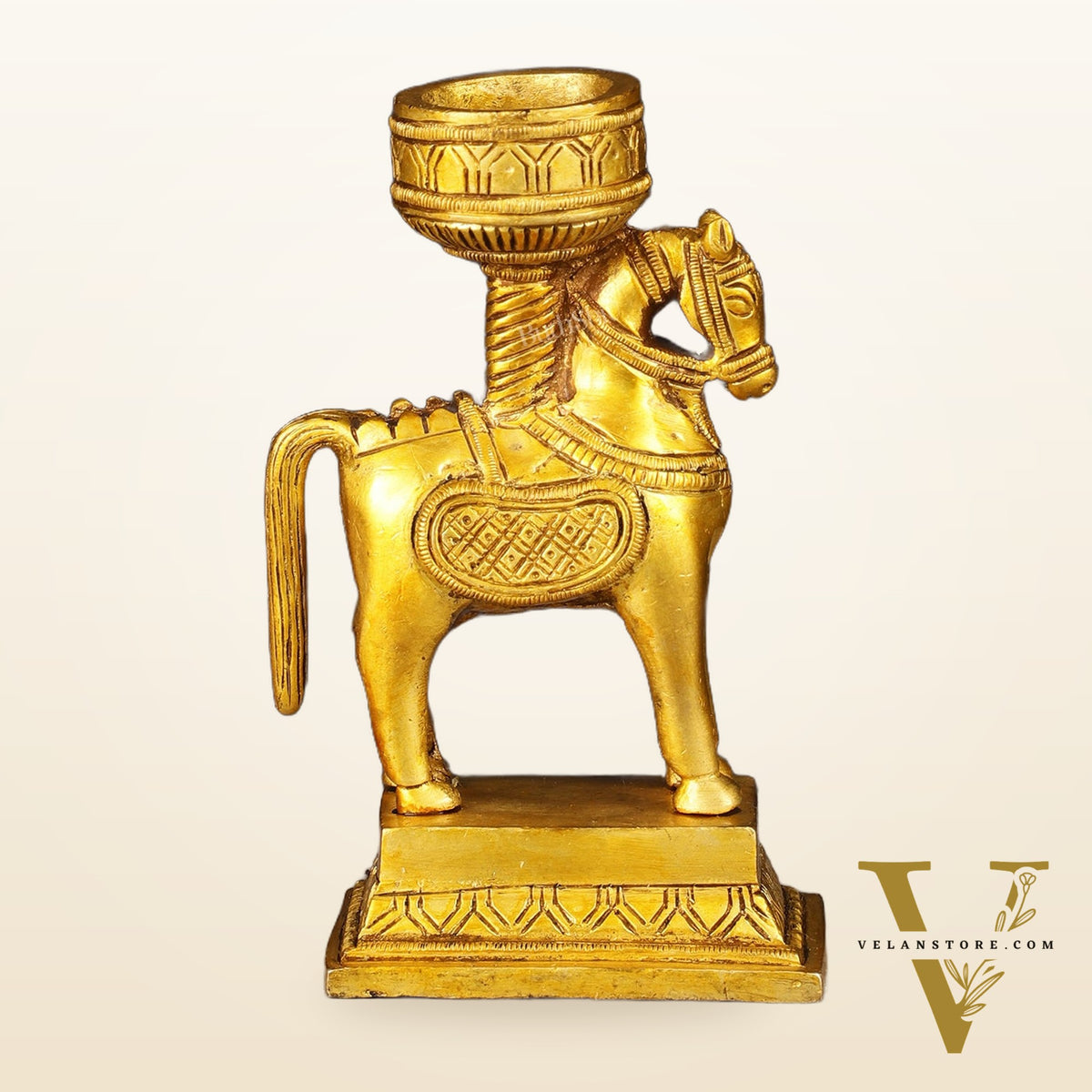 Pure Brass Horse Candle Holder 5.5"
