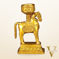 Pure Brass Horse Candle Holder 5.5"
