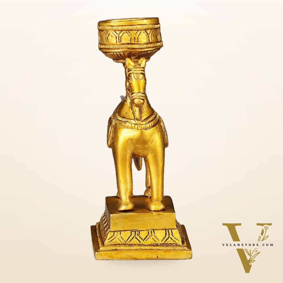 Pure Brass Horse Candle Holder 5.5"