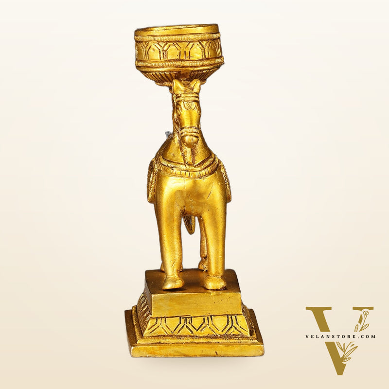 Pure Brass Horse Candle Holder 5.5"