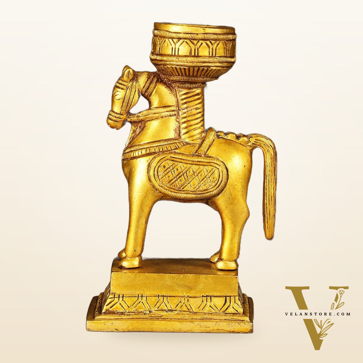 Pure Brass Horse Candle Holder 5.5"
