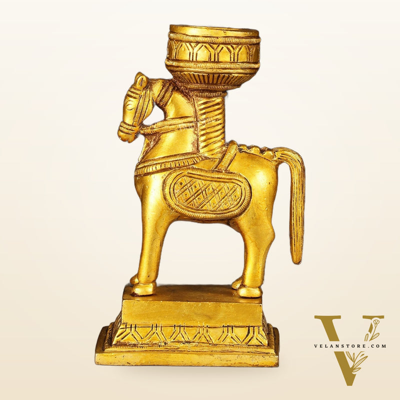 Pure Brass Horse Candle Holder 5.5"